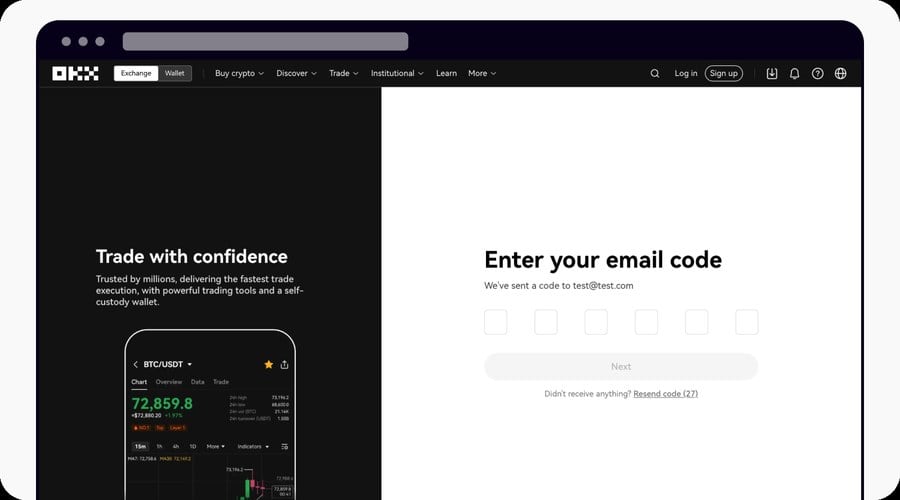 Official OKX help-center example: email verification.